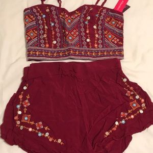 NWT Xhilaration two piece embroidered outfit S